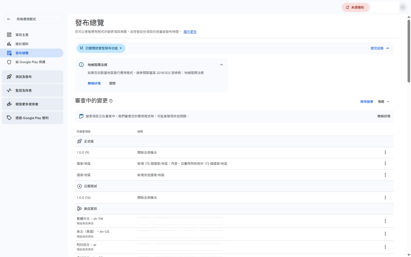 發布總覽 — 確認所有項目無缺後送審