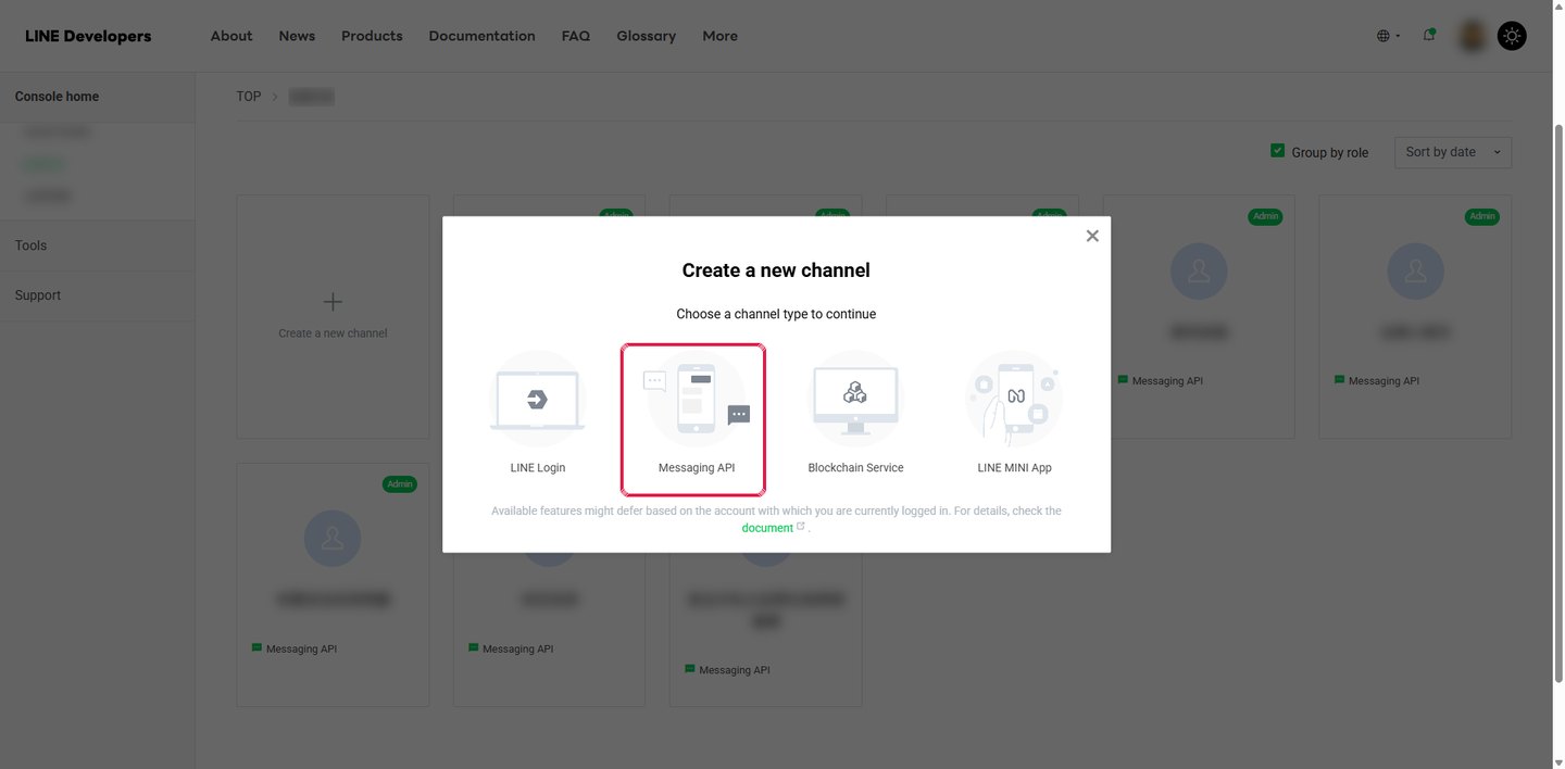 在 Provider 裡「Create a new channel」→ 選 Messaging API。